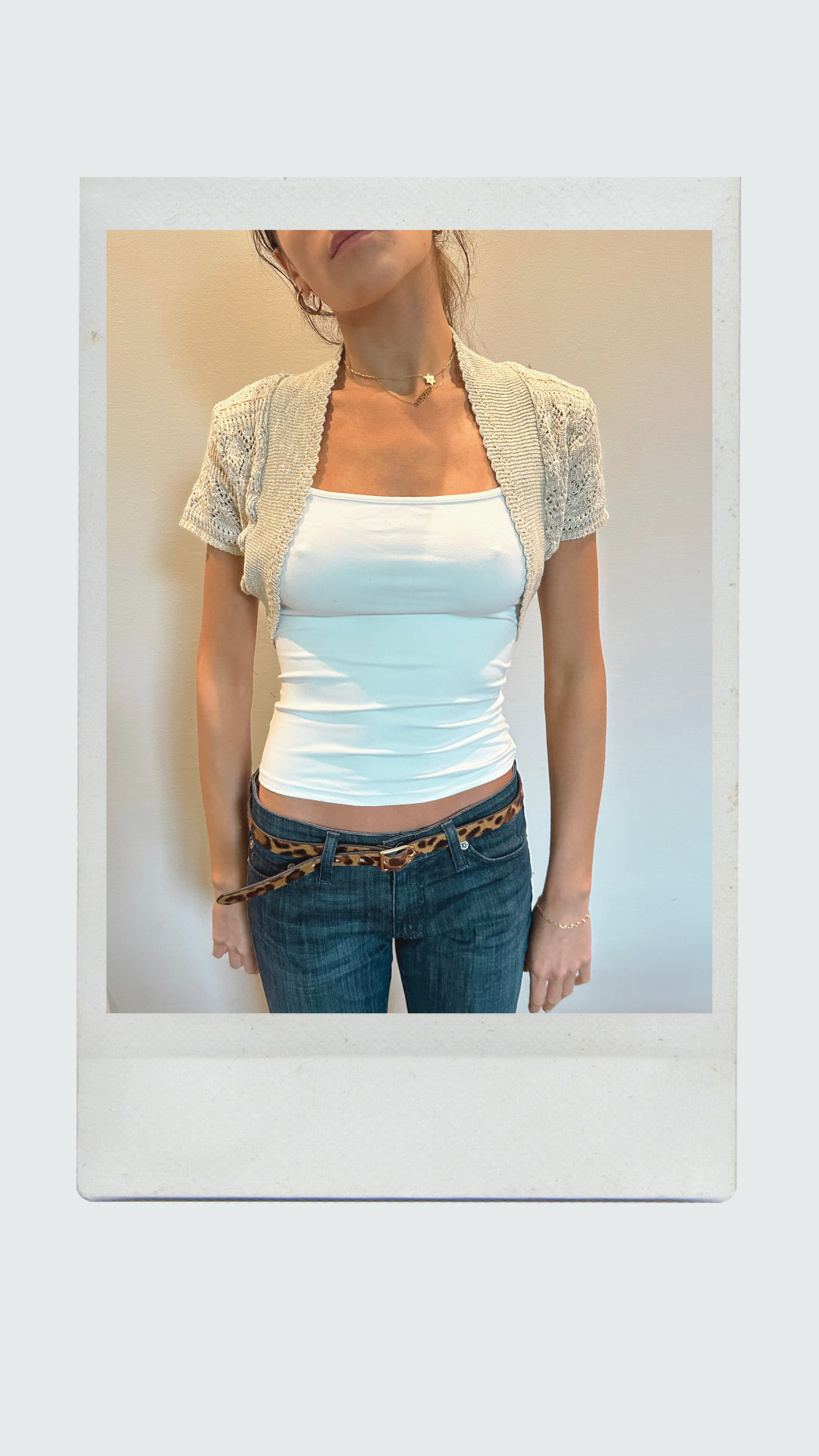 Cream and White Knitted Shawl