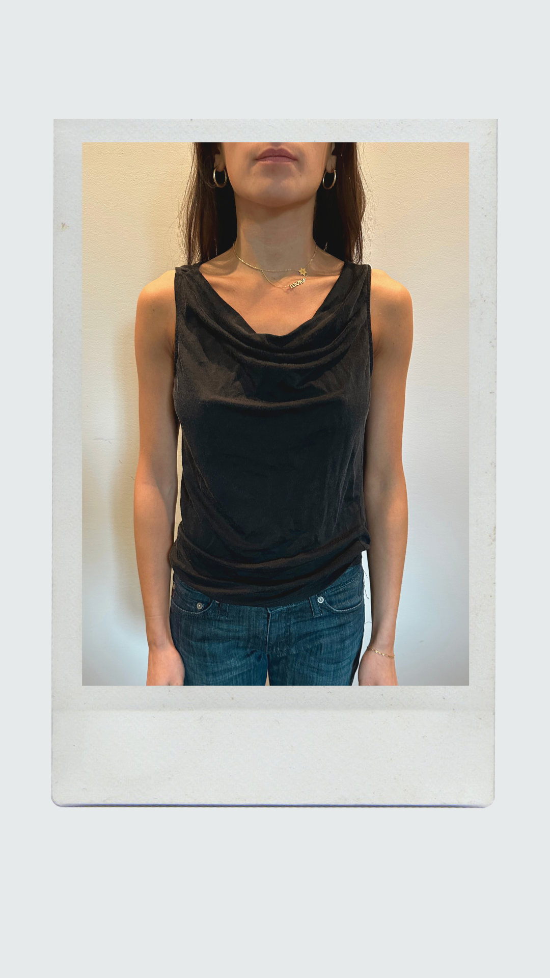 Black Cowl Neck Top