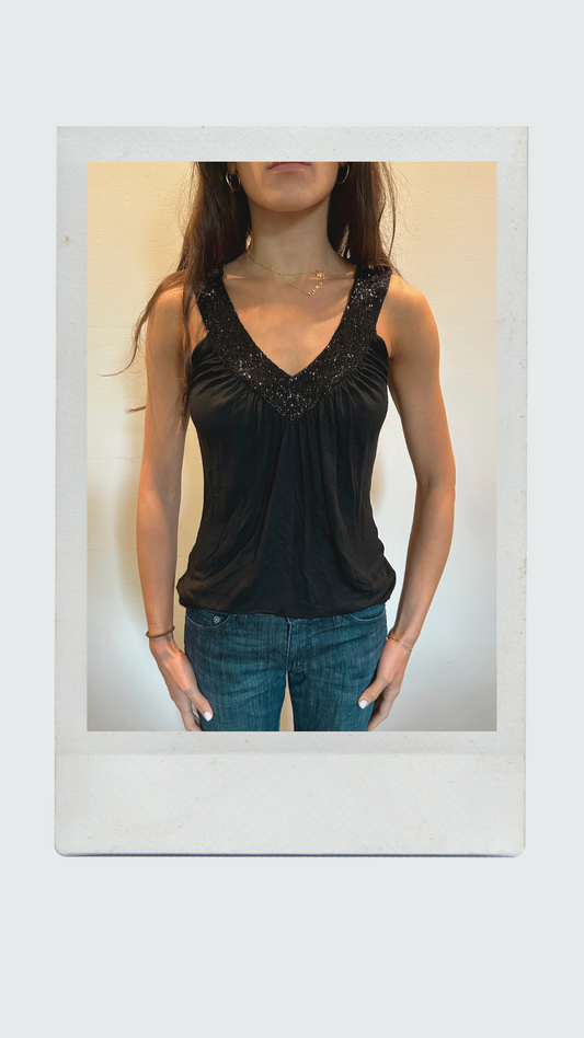 Black Beaded Tank Top