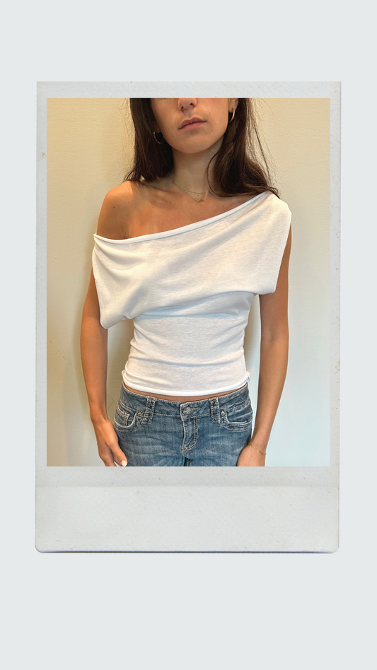 Cloud White Off Shoulder Top