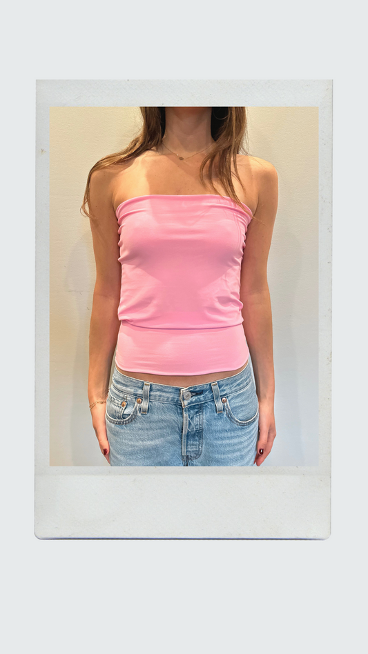 Bubblegum Pink Drop Waist Tube Top