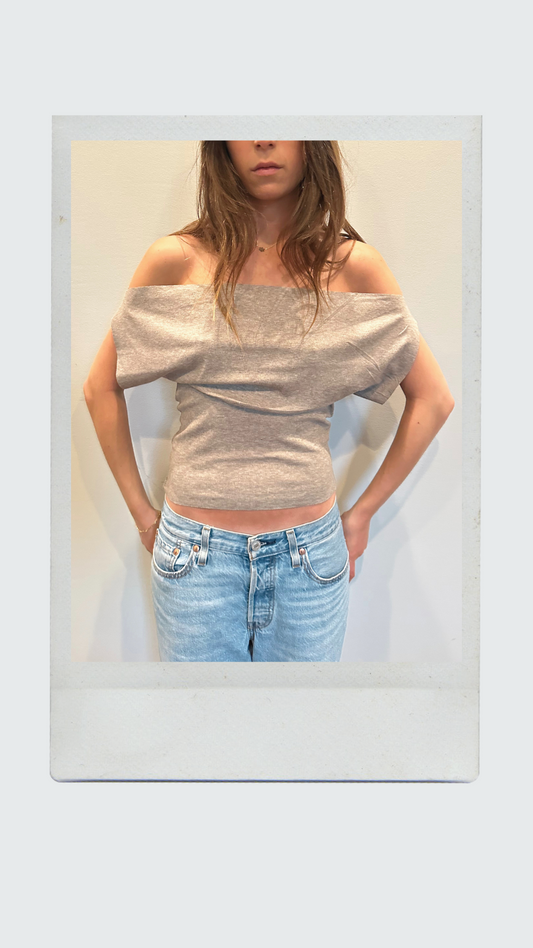 Tan Off Shoulder Top
