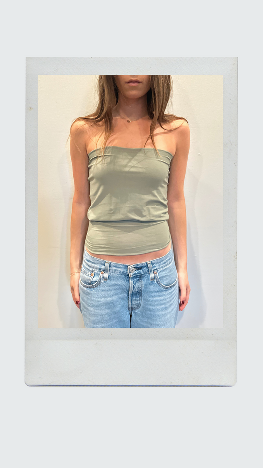 Olive Green Drop Waist Tube Top