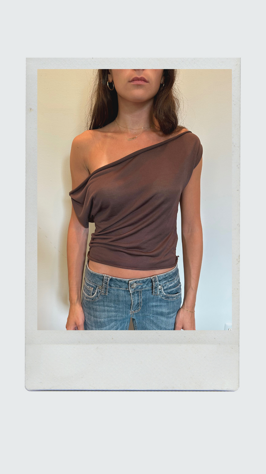 Brown Off Shoulder Top