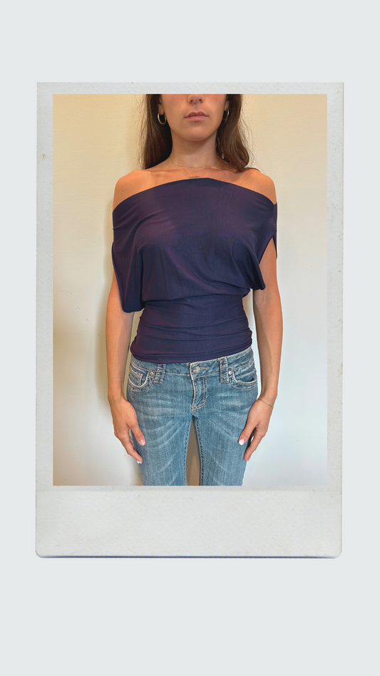 Navy Blue Off Shoulder Top