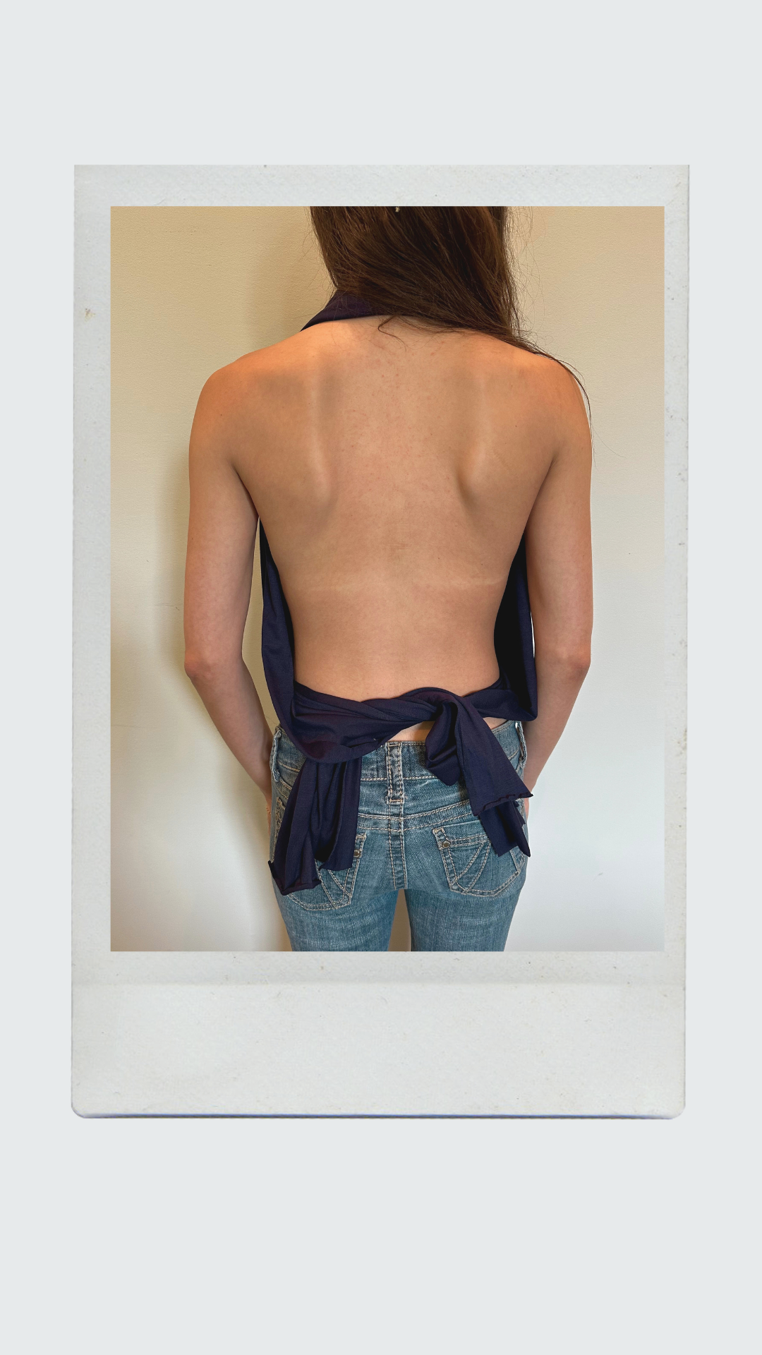Navy Plunge Halter Top