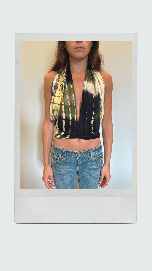 Tie-Dye Plunge Halter Top