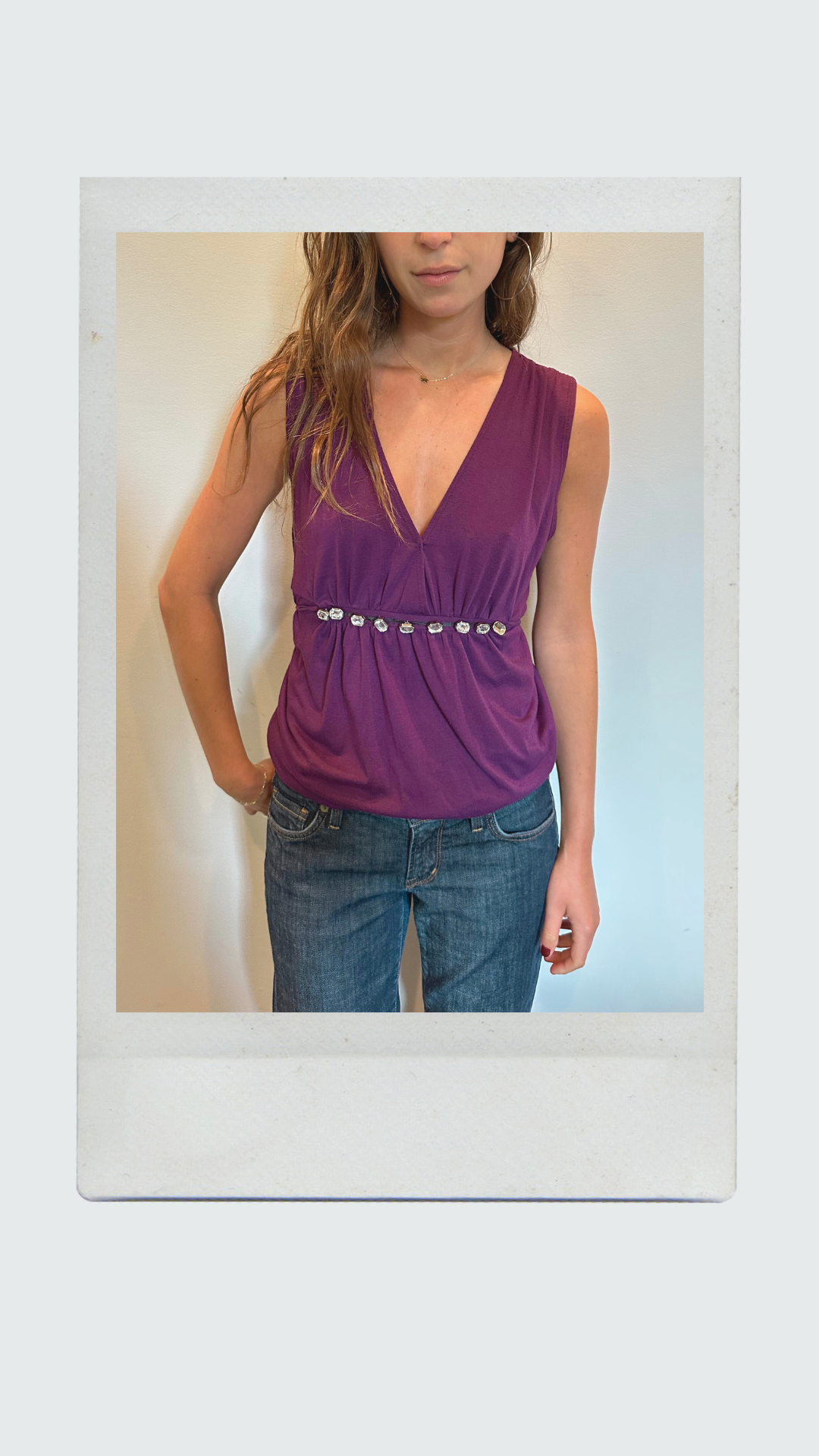 Deep Purple Tank Top Lined with Gems