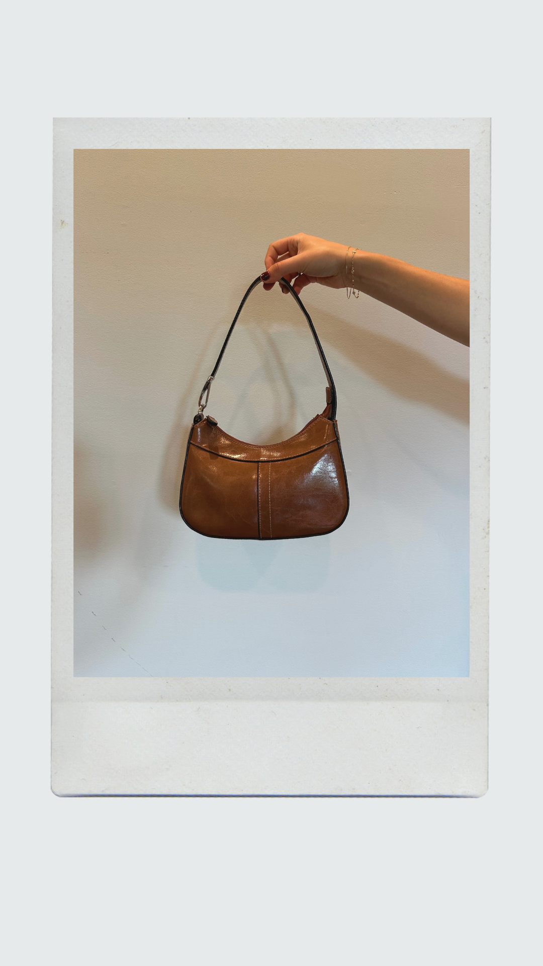 Brown Leather Shoulder Bag with Silver Clasp
