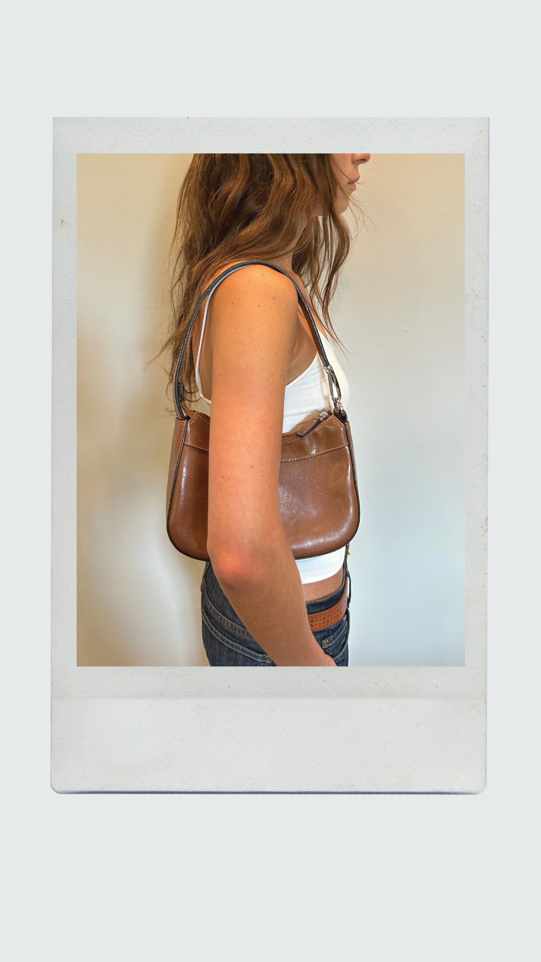 Brown Leather Shoulder Bag with Silver Clasp