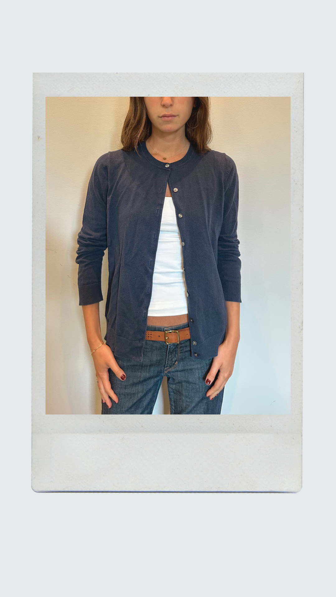 Navy Blue Quarter Sleeve Cardigan