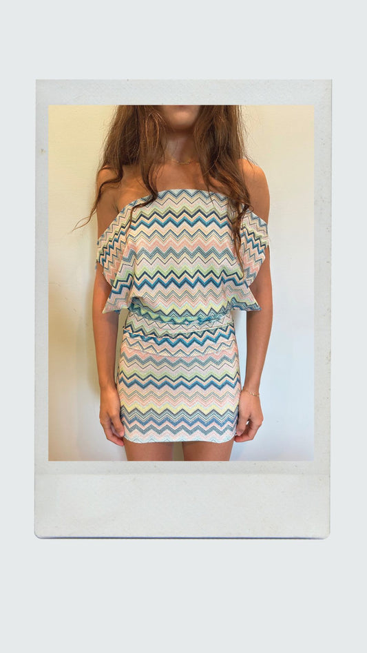 Venice Chevron Off Shoulder Dress