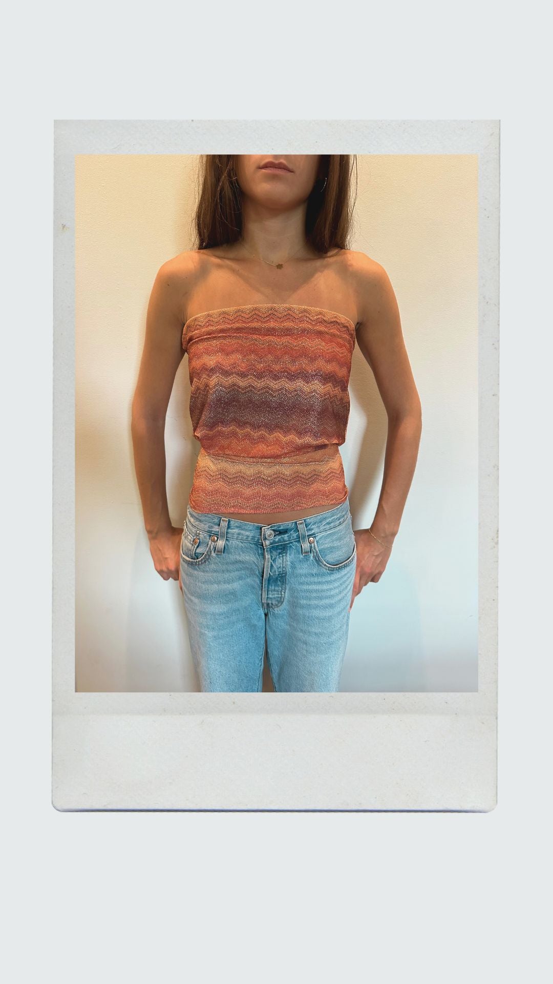 Golden Hour Chevron Drop Waist Tube Top