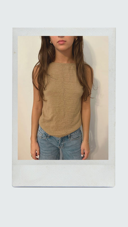 Gold Tank Top with Beading
