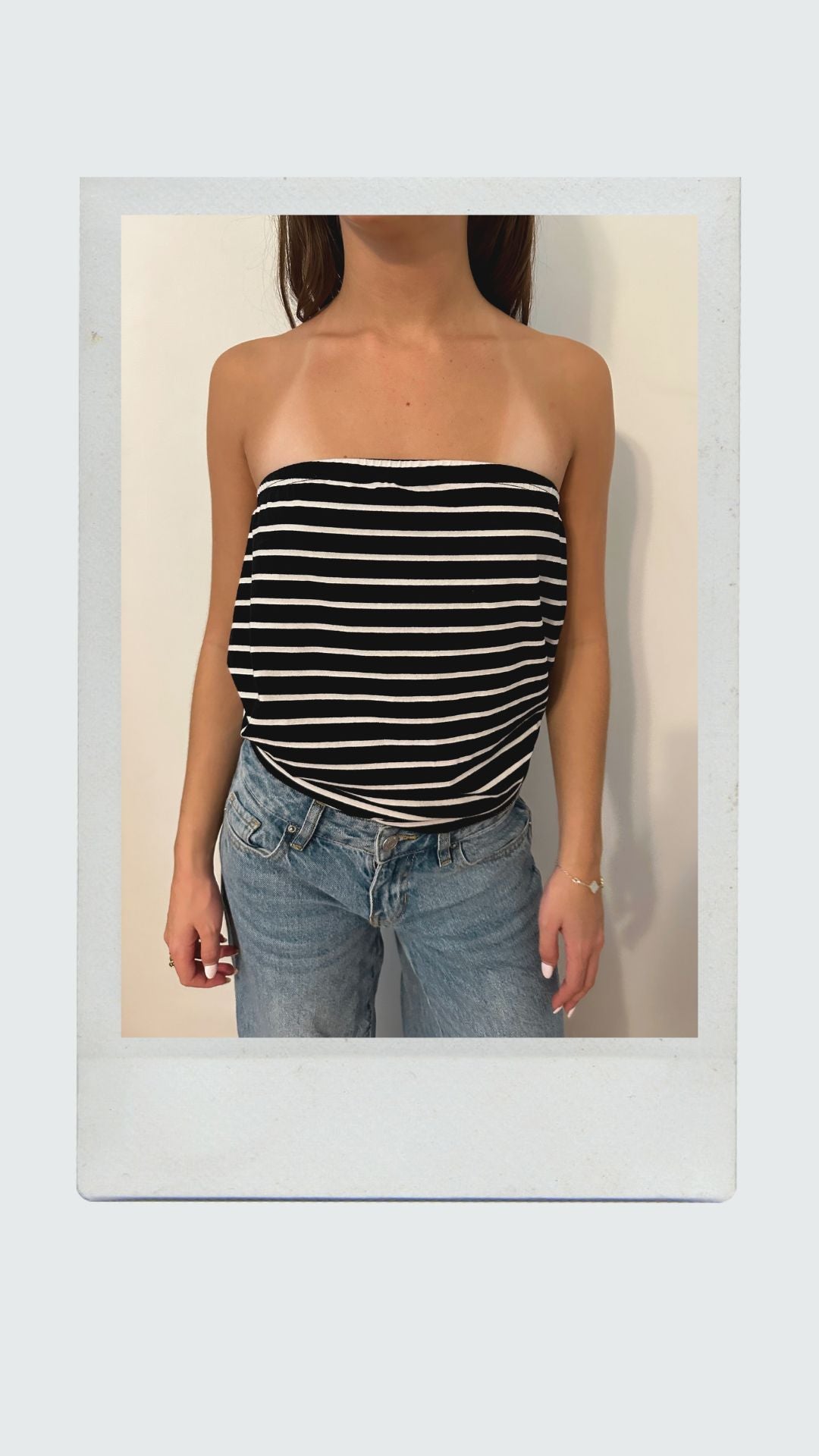 Striped Strapless Bubble Top