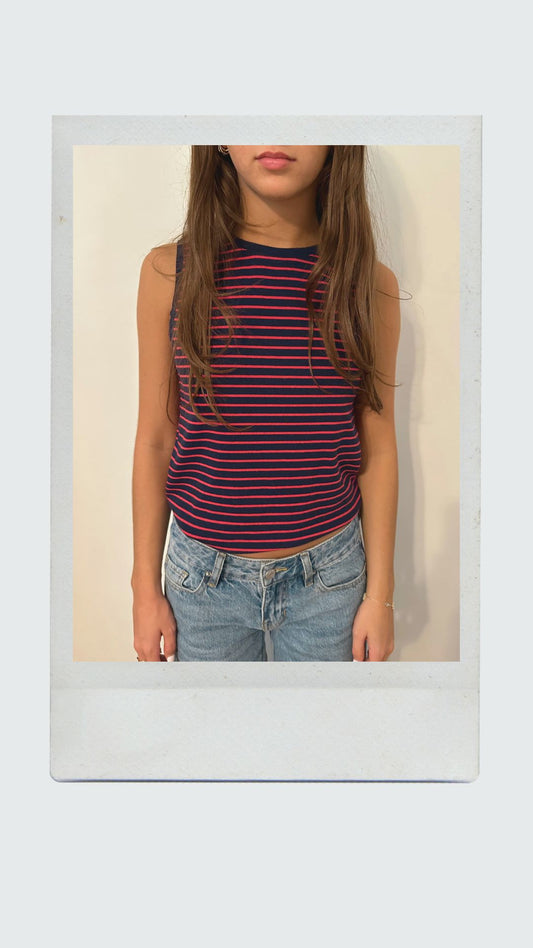 Navy and Red Striped Tank Top