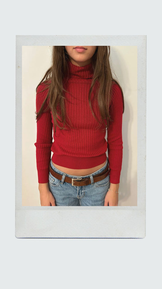 Cherry Red High Neck Top