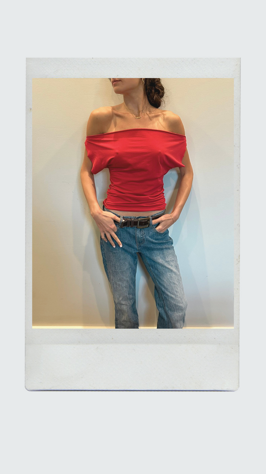 Cherry Red Off Shoulder Top