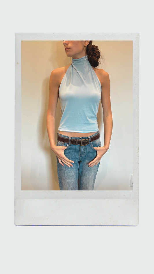 Light Blue High Neck Top