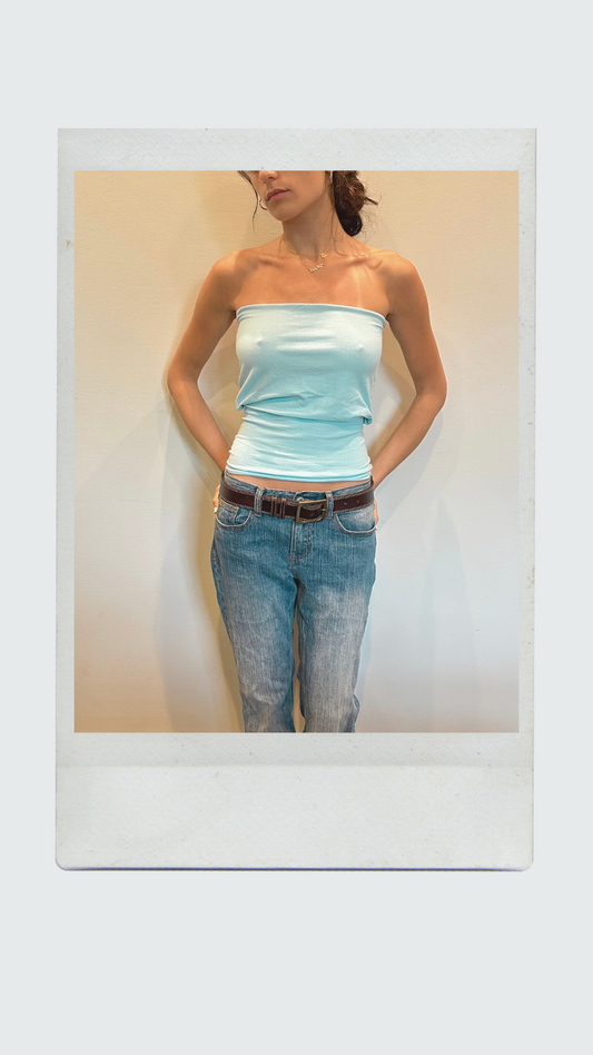 Light Blue Drop Waist Tube Top