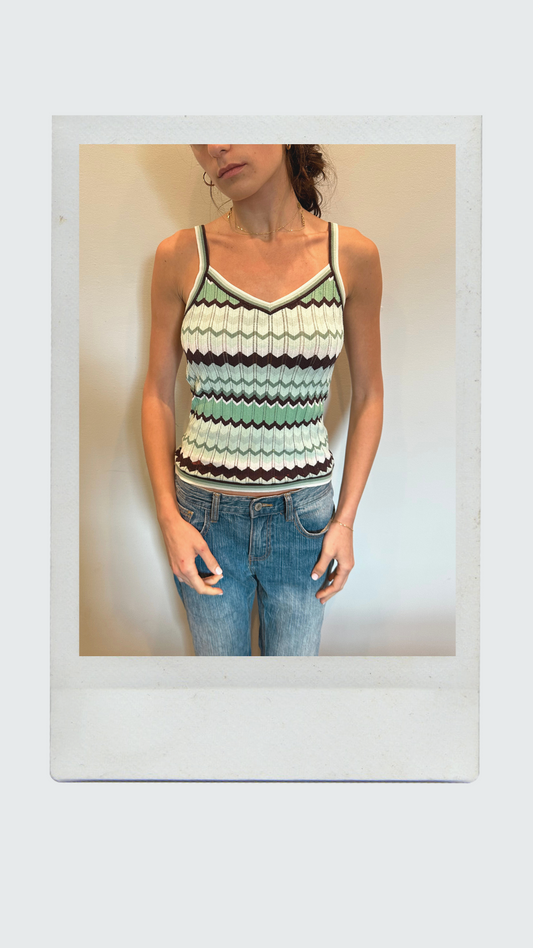 Green, White and Brown Chevron Tank