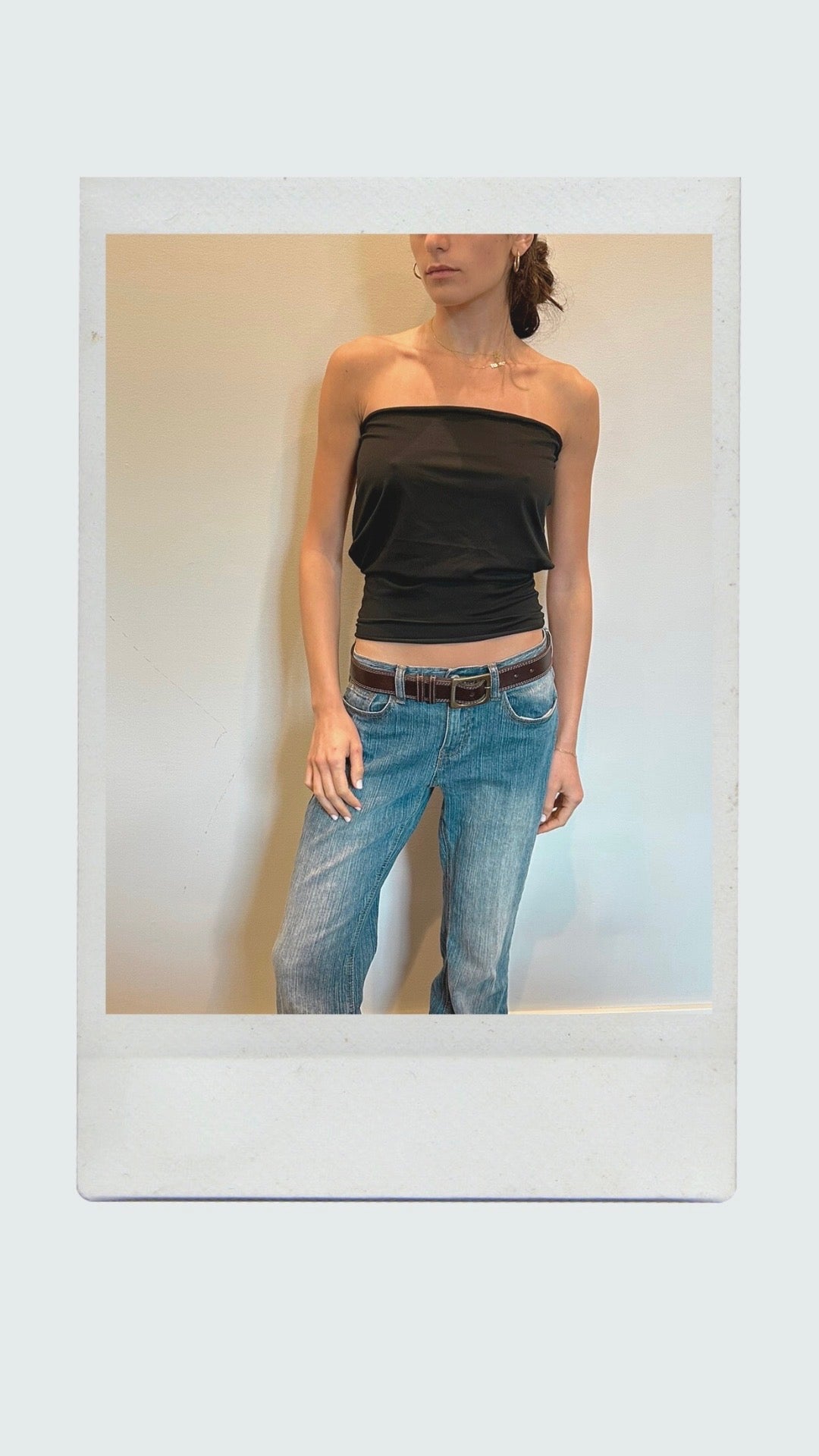 Black Drop Waist Tube Top