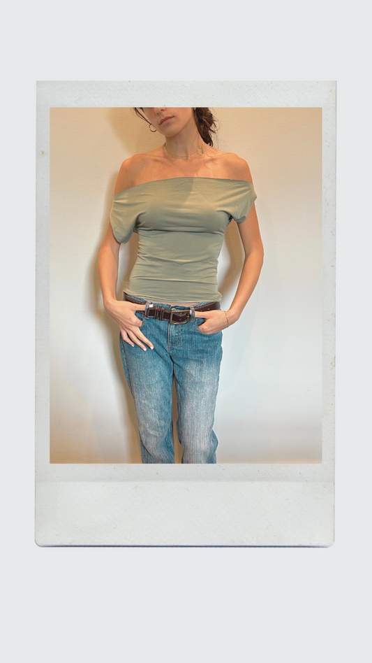 Olive Green Off Shoulder Top