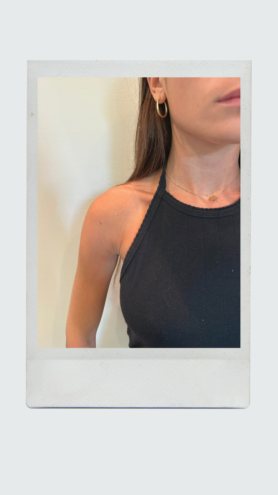 Black Halter Tank with Scalloped Edges