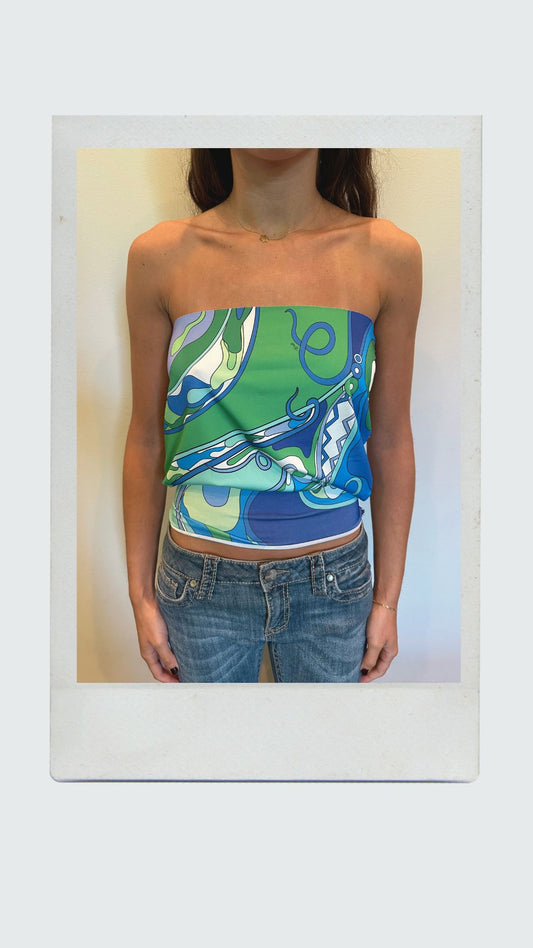 Jade Swirl Drop Waist Tube Top