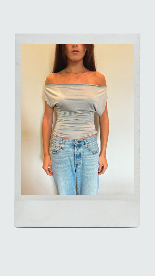 Grey Off Shoulder Top