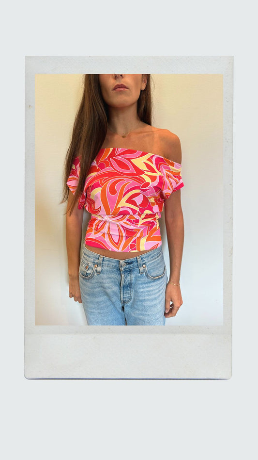 Sorbet Swirl Off Shoulder Top