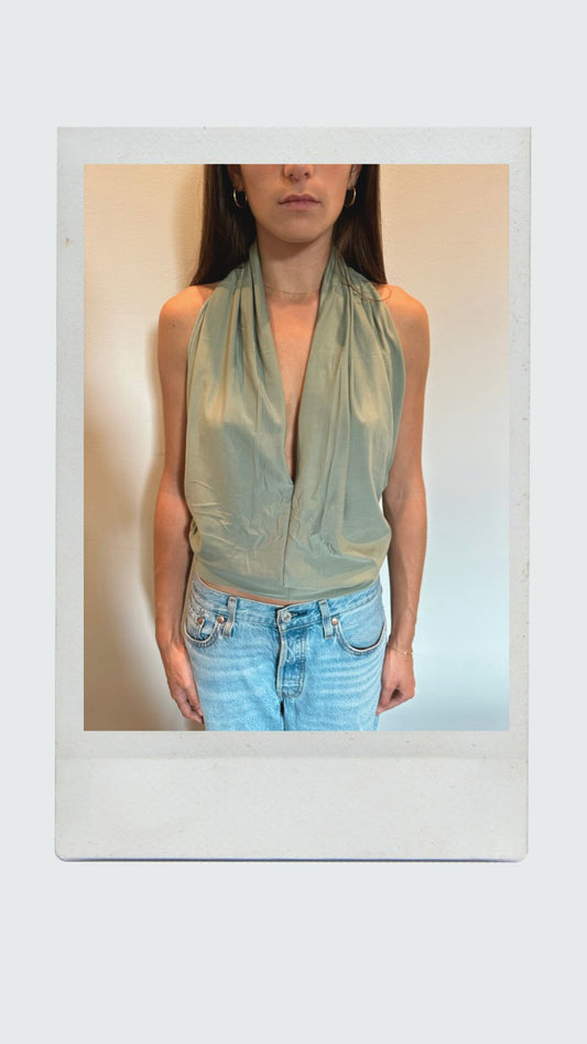 Olive Green Plunge Top