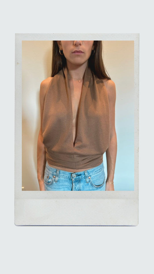 The Deux Knit Top In Mocha Brown
