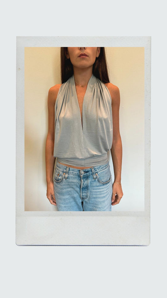 Grey Plunge Top