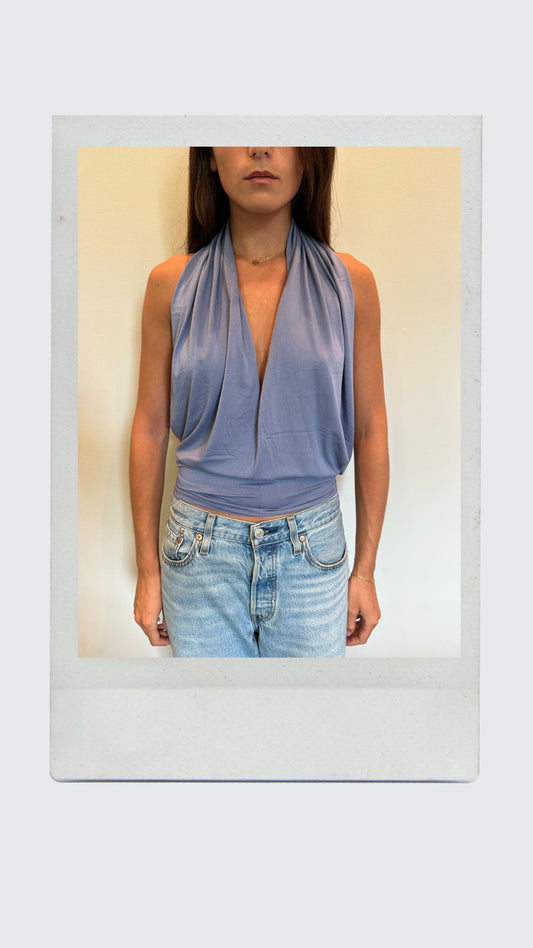 Dusty Blue Plunge Top