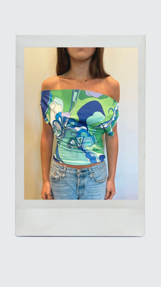 Jade Swirl Off Shoulder Top