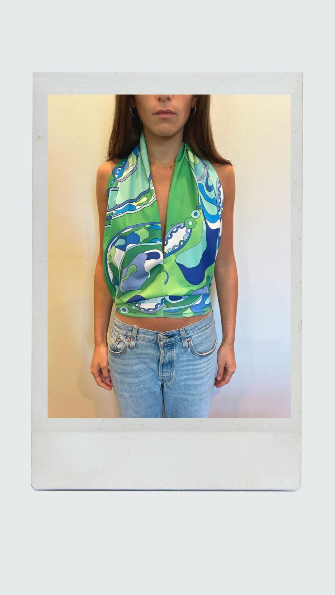 Jade Swirl Plunge Halter Top