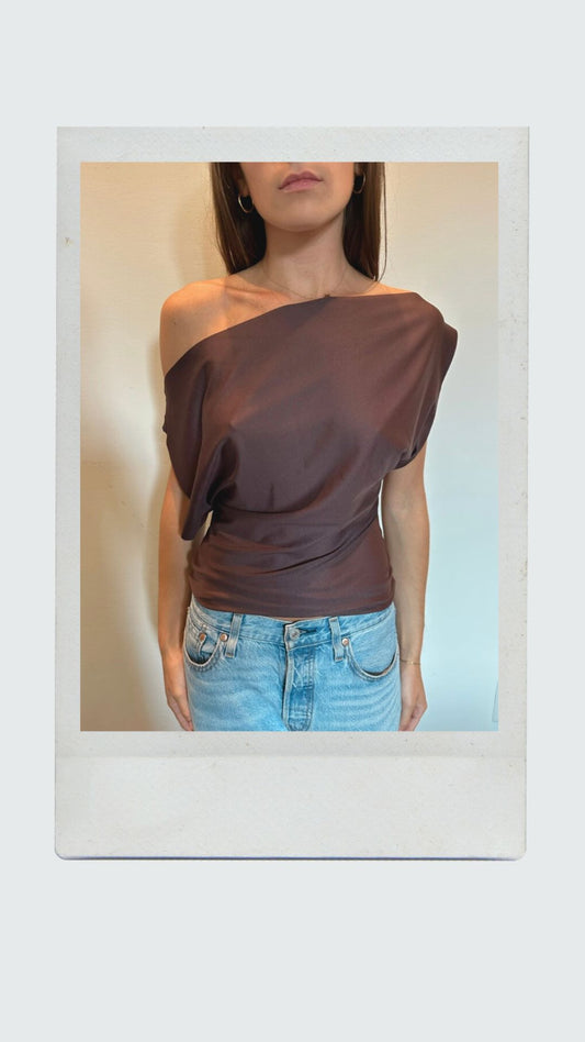 Mocha Brown Off Shoulder Top