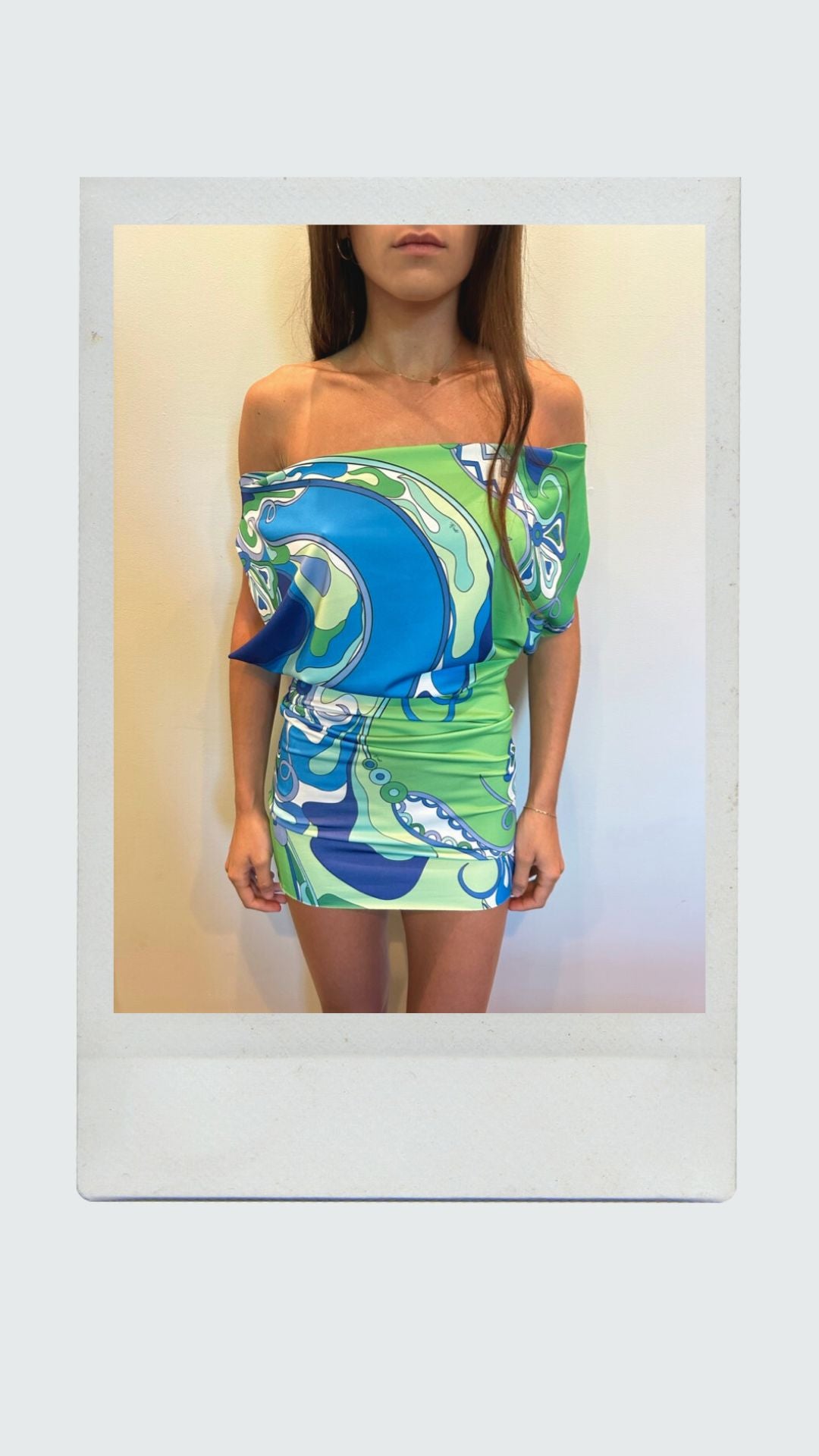Jade Swirl Off Shoulder Dress