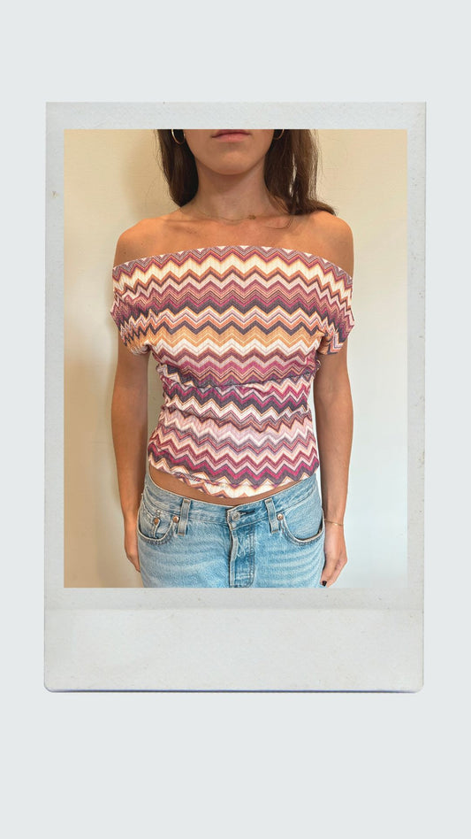 Harvest Chevron Off Shoulder Top