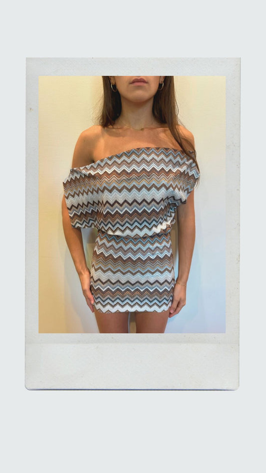 Nova Chevron Off Shoulder Dress