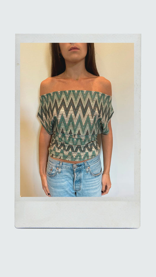Emerald Chevron Off Shoulder Top