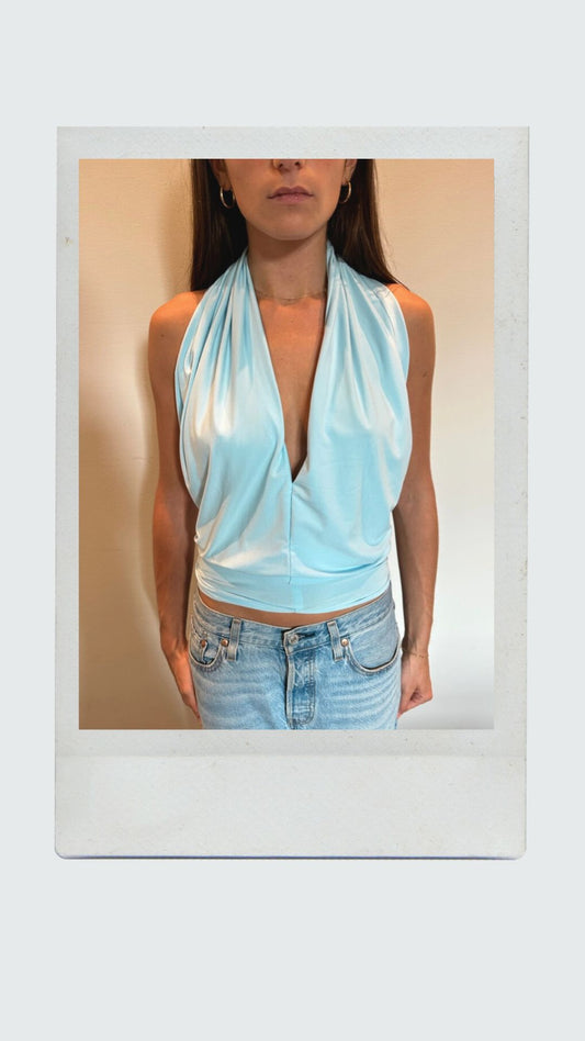 Baby Blue Plunge Top