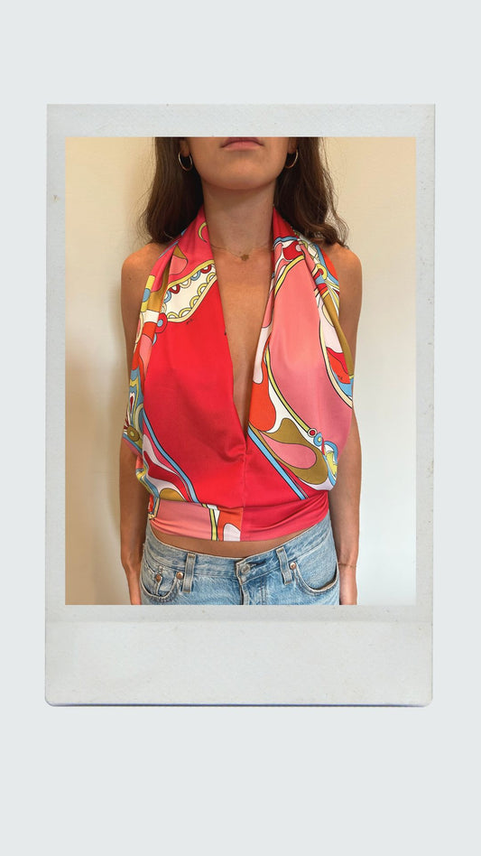 Retro Swirl Plunge Top