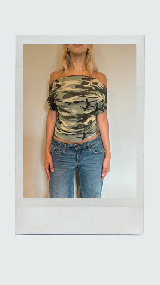 Camo Off Shoulder Top